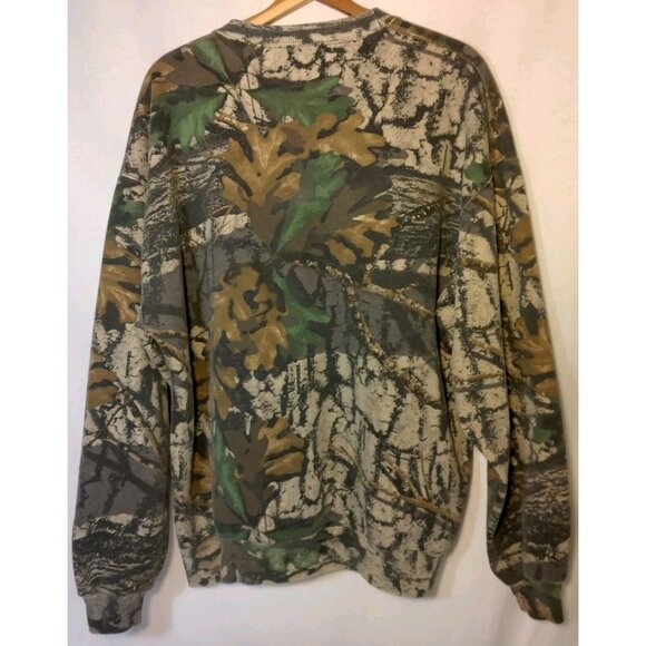 Jerzees Outdoors Tree Camo Sweatshirt XL Camouflage Trebark Bigwoods Vtg Hunt - Picture 2 of 14